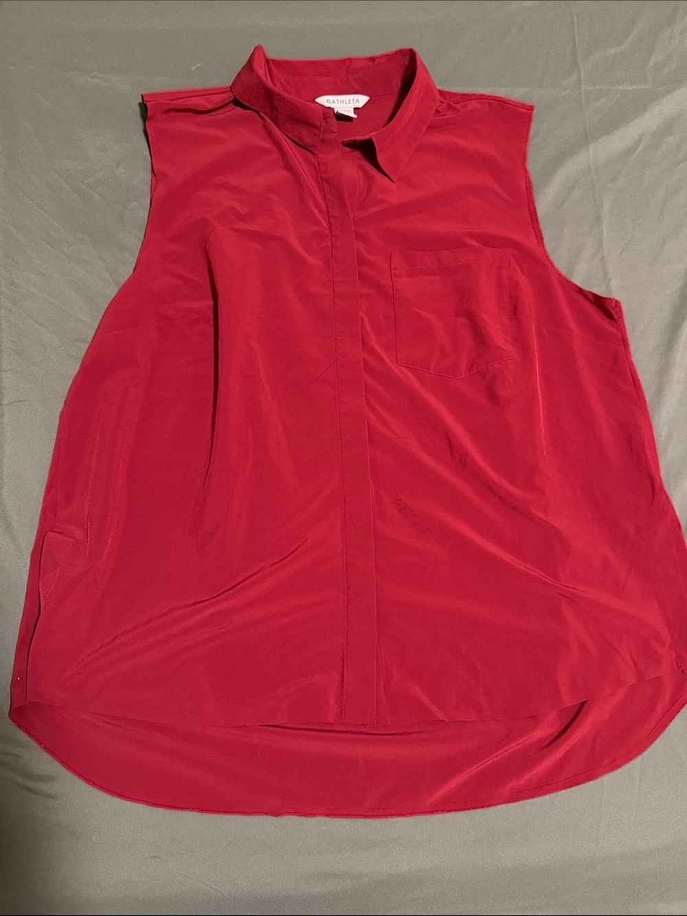 Athleta Sleeveless Collared Button-Front Tank in Deep Red